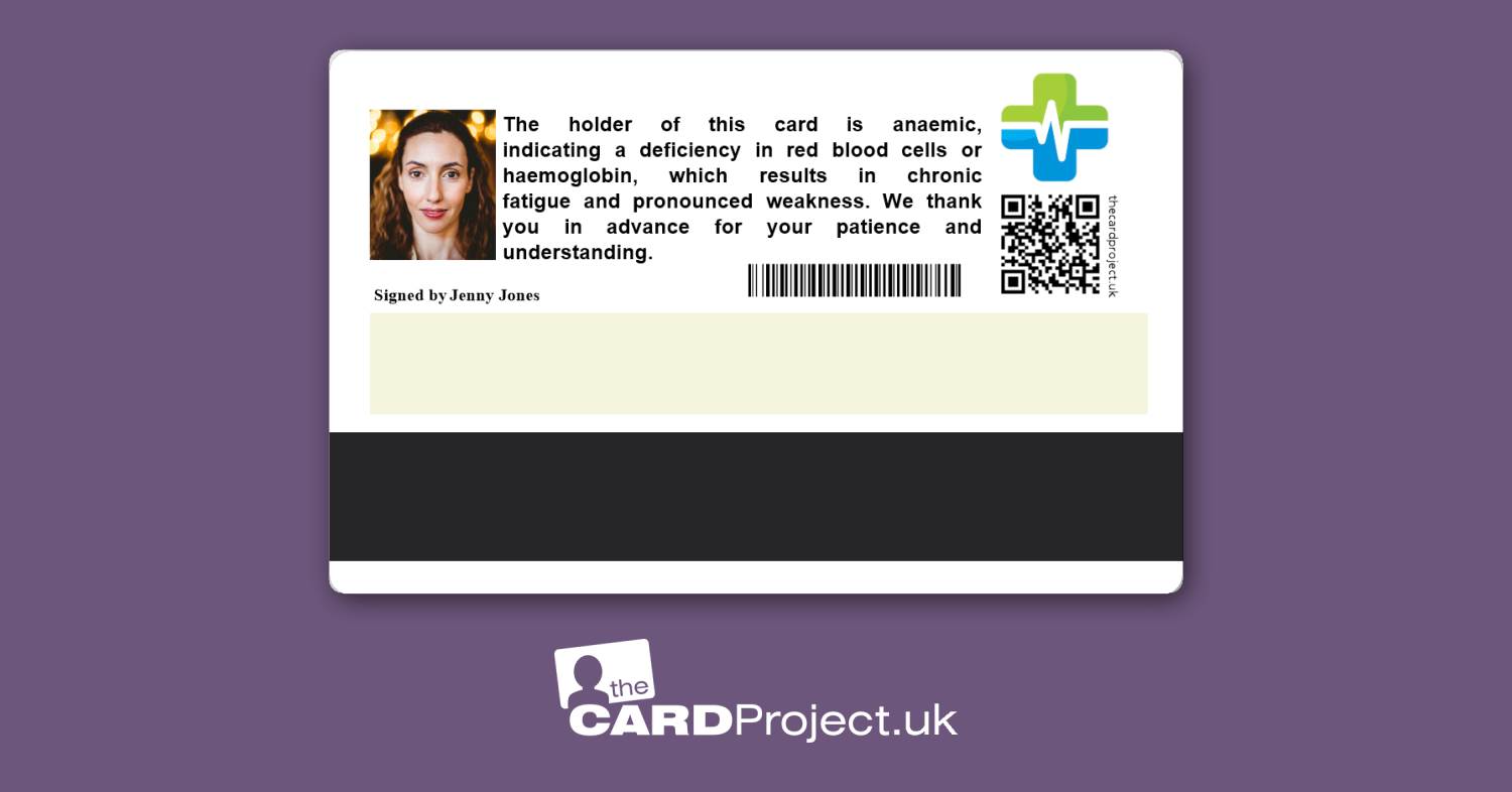 Premium Anaemia Medical ID Card (REAR)